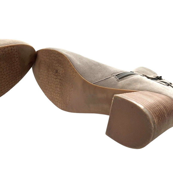 BP Brass Plum Taupe Faux Suede Boots Women Size 8M Studded Short Booties Western - Picture 9 of 10